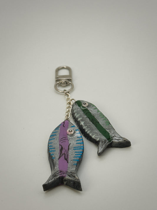 Pair of Fish Charm | Handmade Polymer Clay Key Chain