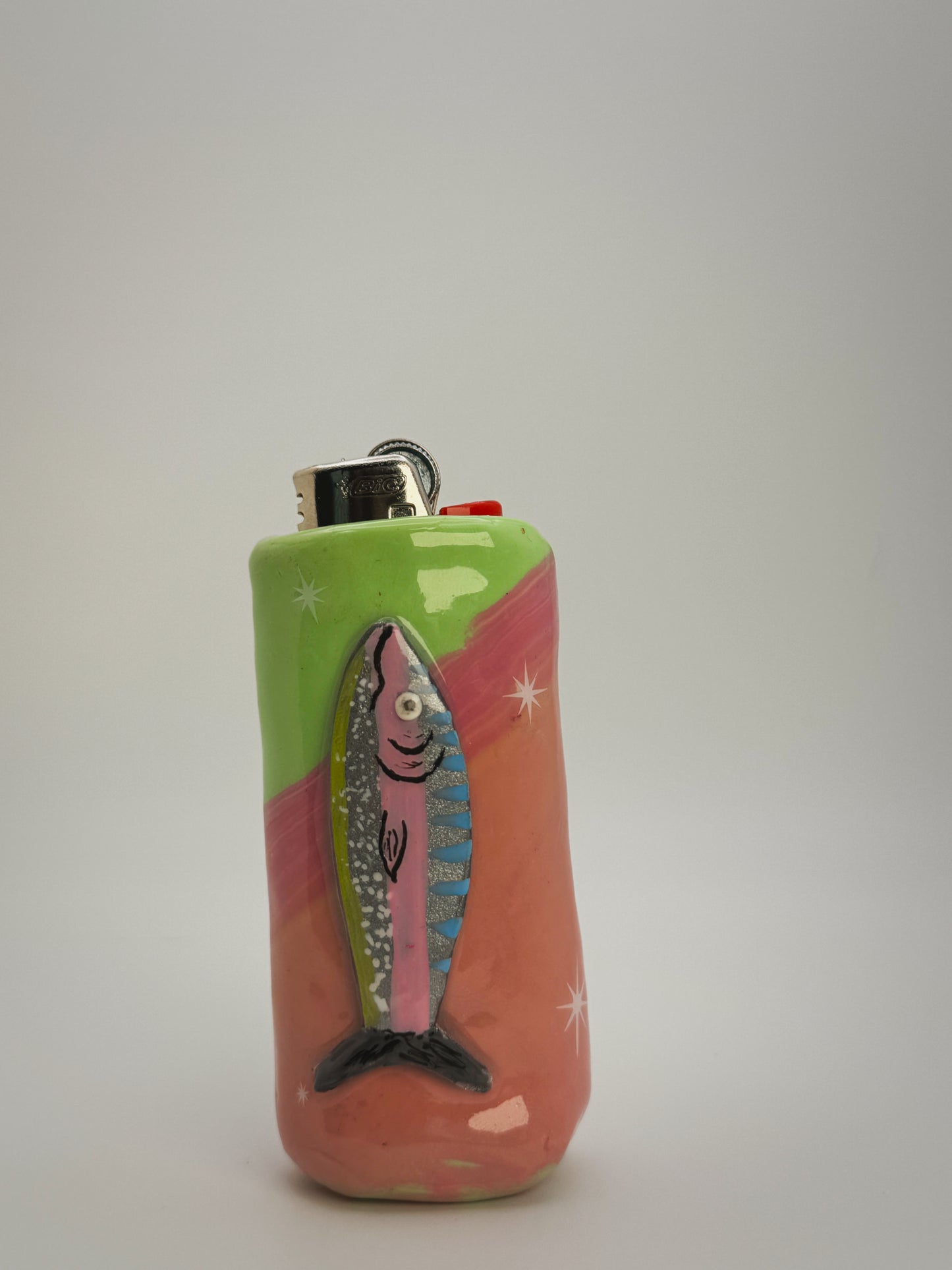 Sardine Lighter Case| Fits Standard Bic | Handmade Polymer Clay Art