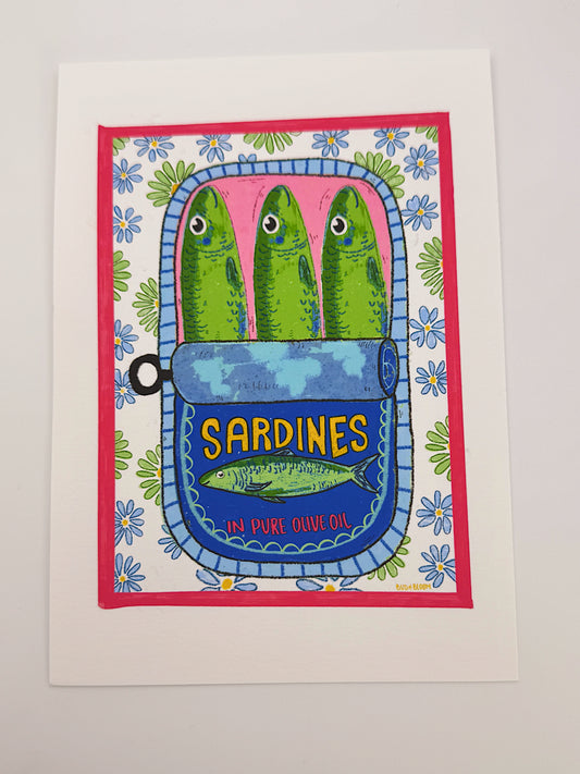 Sardines in Olive Oil Art Print – 5x7 FRAMED print