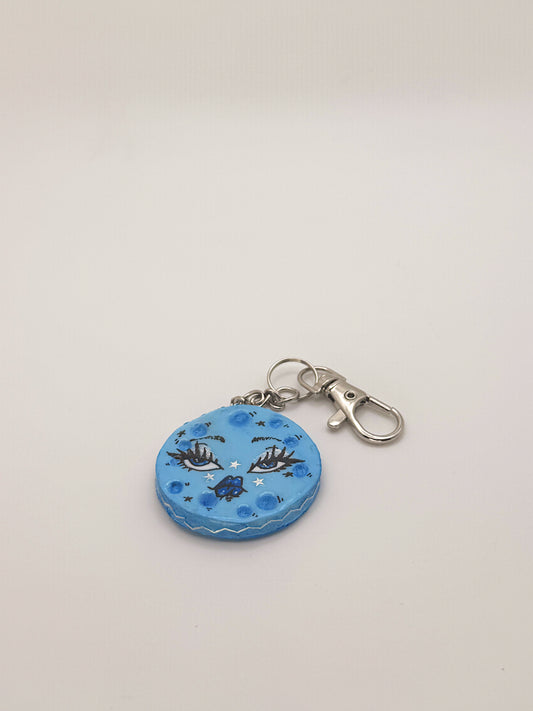 Blue Moon Babe Keychain – Hand-Painted Polymer Clay Charm
