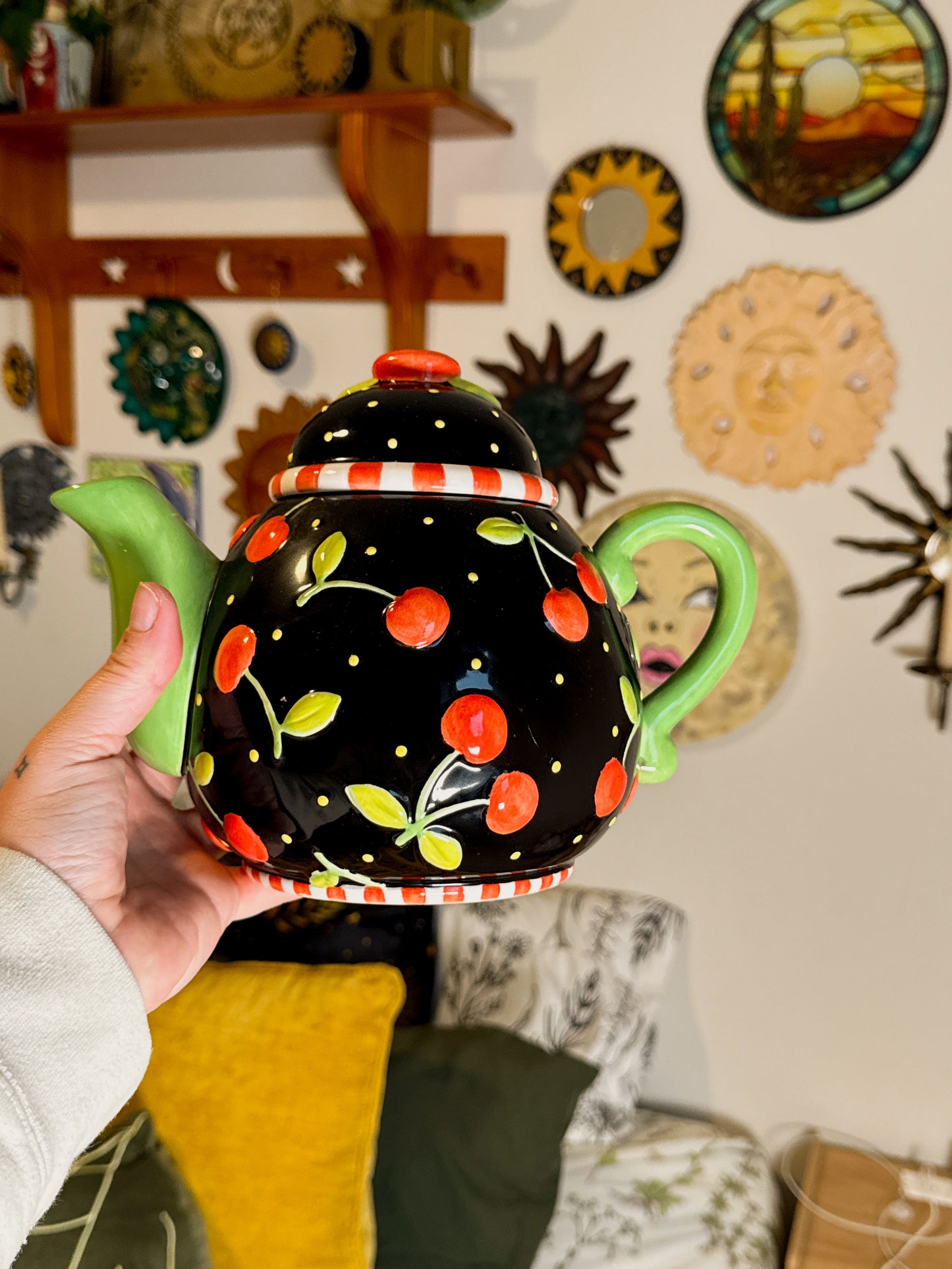 Mary Engelbreit Teapot | Cherry Pattern Friendship Garden