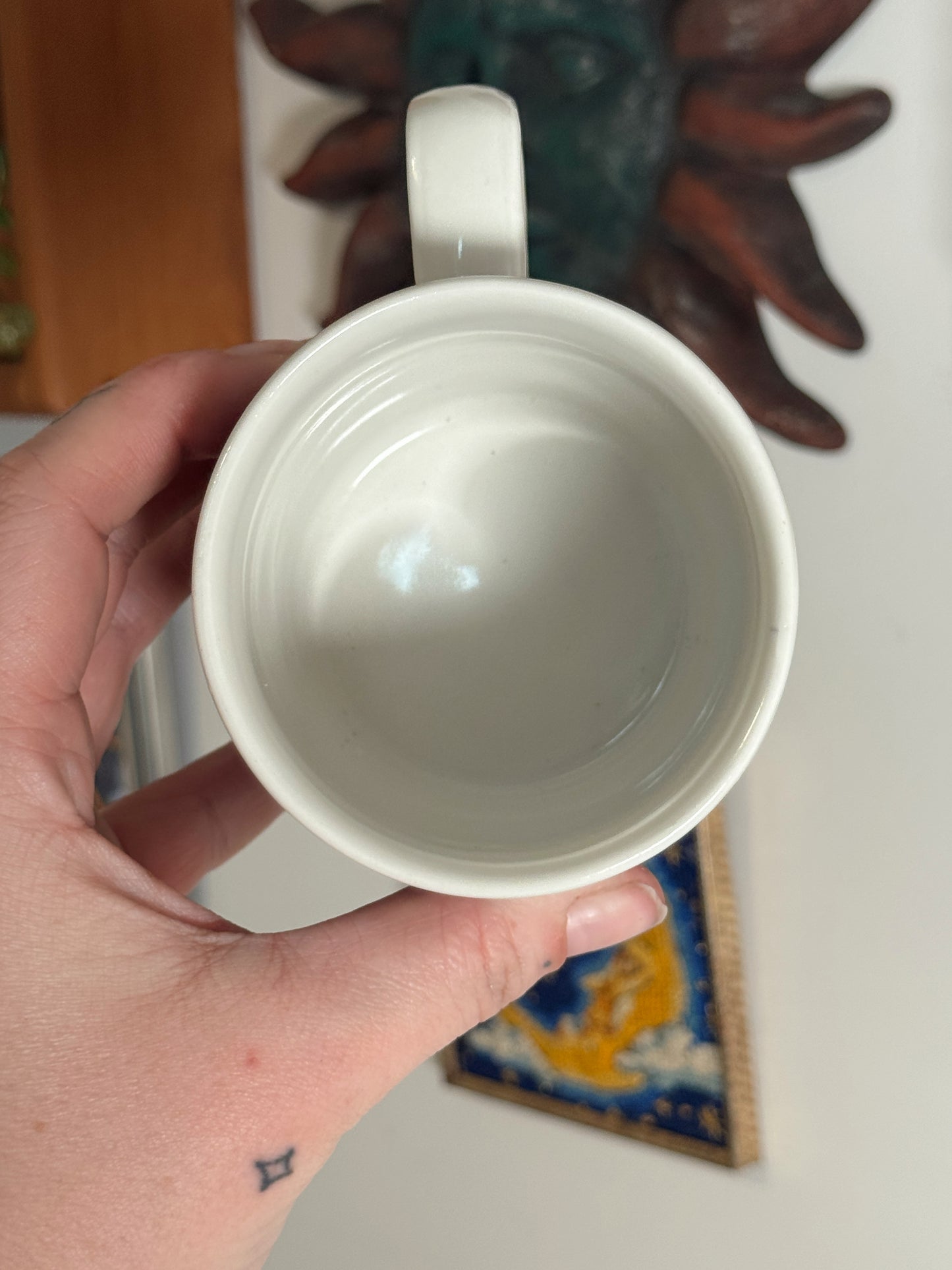 Vintage Celestial Sun Mug – Made in Britain – 90s Blue & Yellow