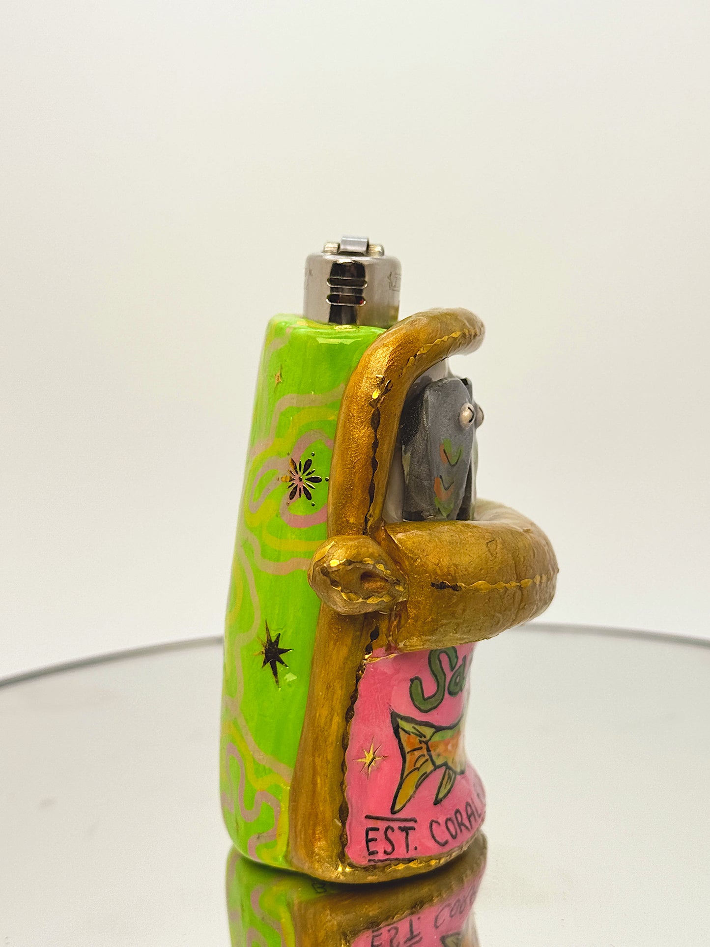 Handmade Sardine Can Lighter Case– Funky Polymer Clay Sculpture