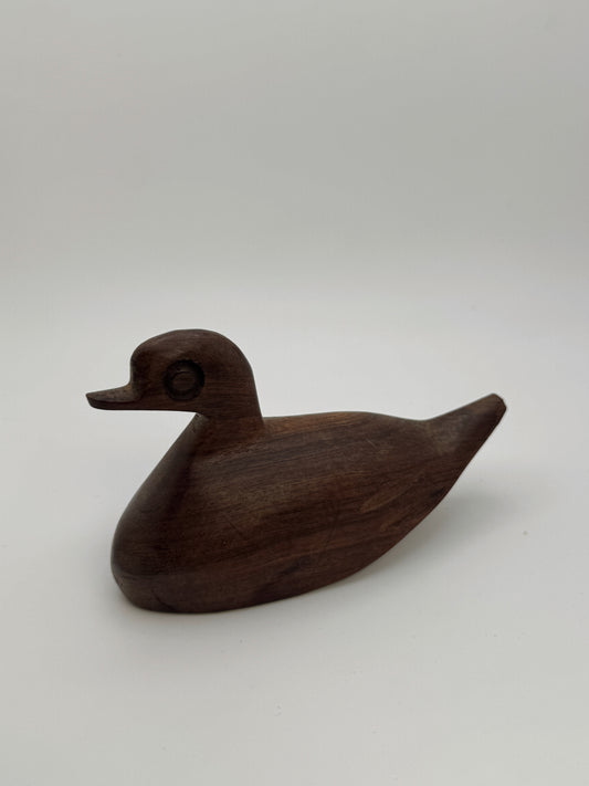 Minimalist Hand-Carved Wooden Duck Figurine | Vintage Folk Style Decor