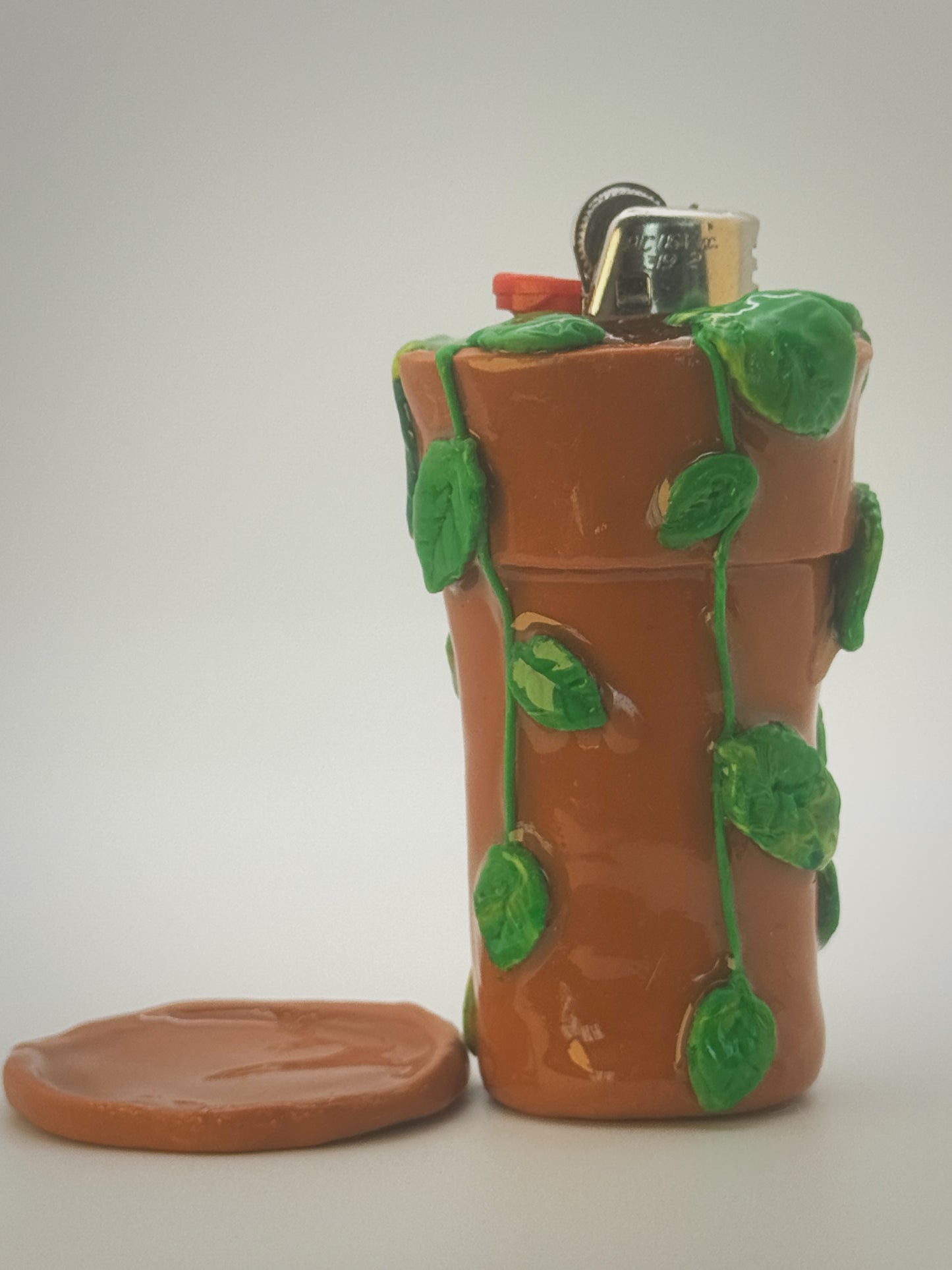 Potted Plant Lighter Case| Fits Standard Bic | Handmade Polymer Clay Art