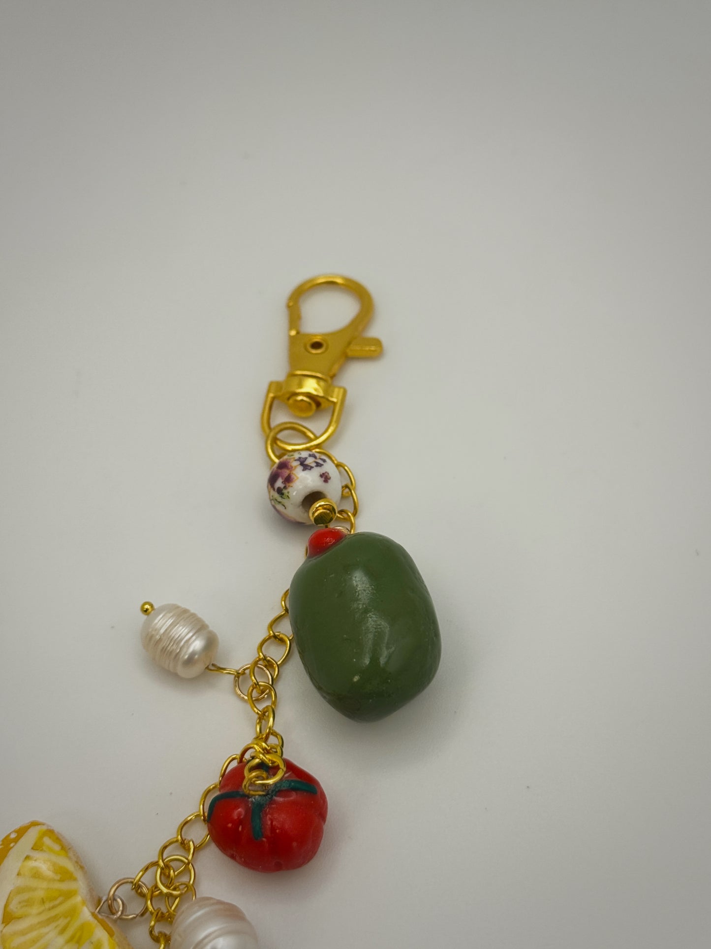 Mediterranean Keychain – Handmade Polymer Clay Bag Charm
