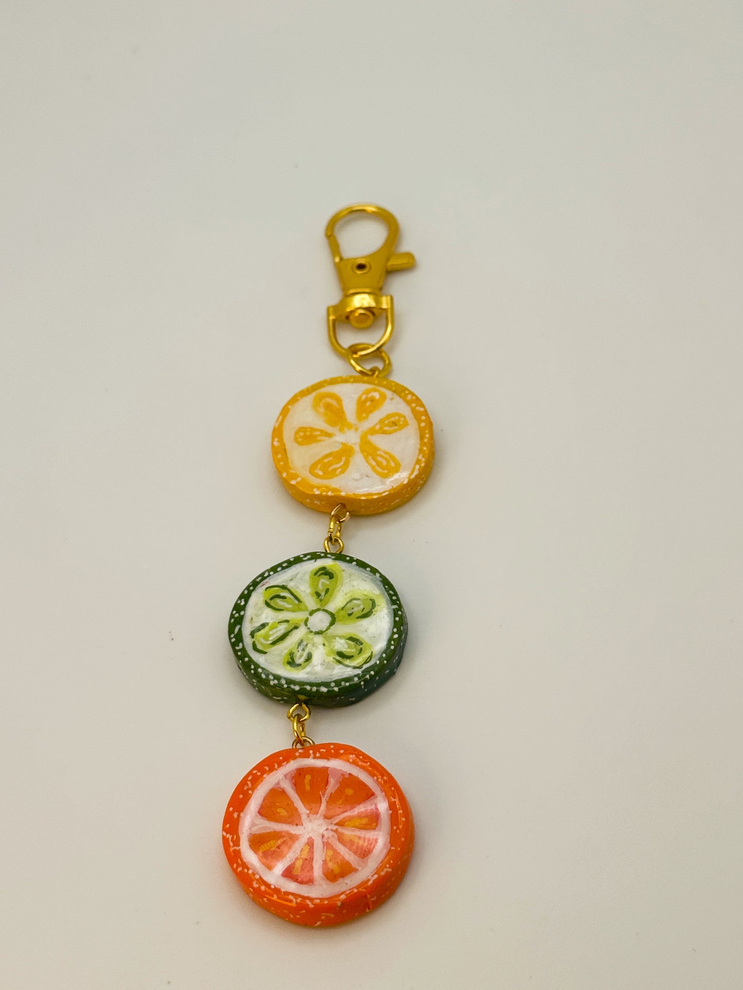 Citrus Sisters Keychain – Handmade Polymer Clay Bag Charm