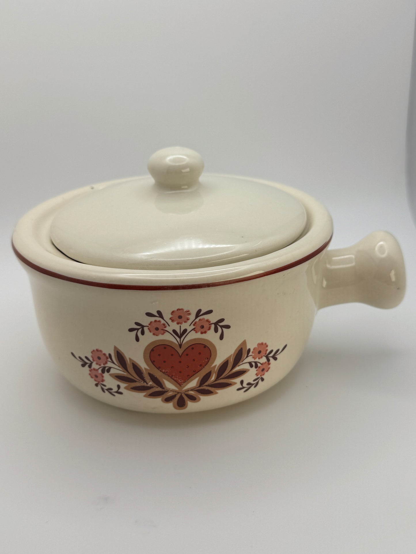 Vintage 1970s Heart Stoneware Soup Crock Set – Set of 4 with Lids
