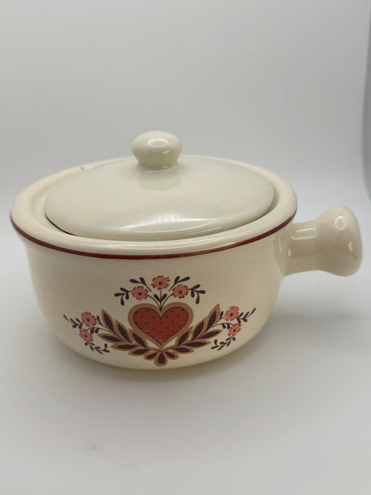Vintage 1970s Heart Stoneware Soup Crock Set – Set of 4 with Lids