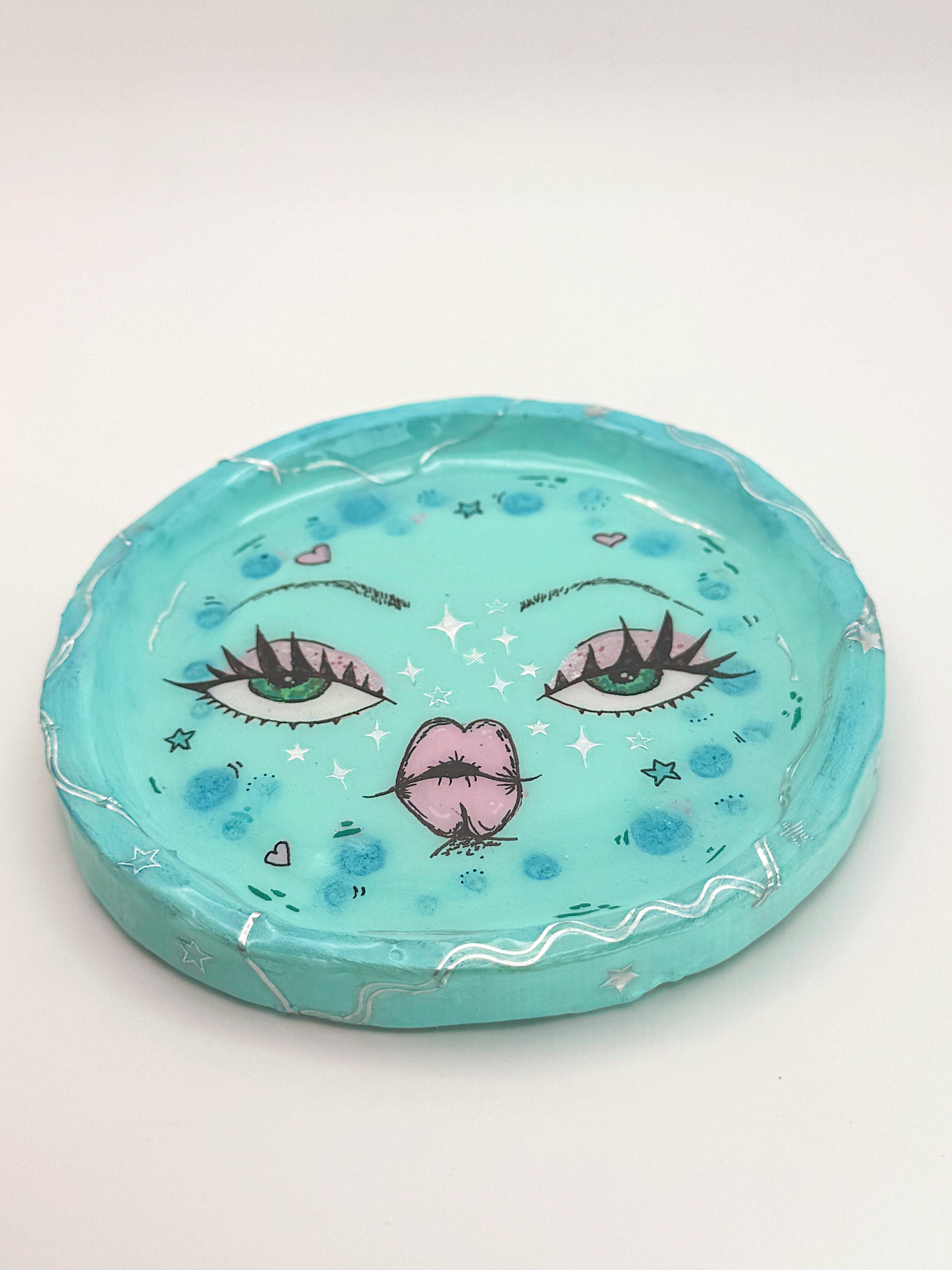 Aqua Daydream Moon – 5 inch Trinket Dish