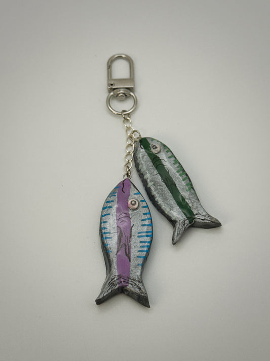 Pair of Fish Charm | Handmade Polymer Clay Key Chain