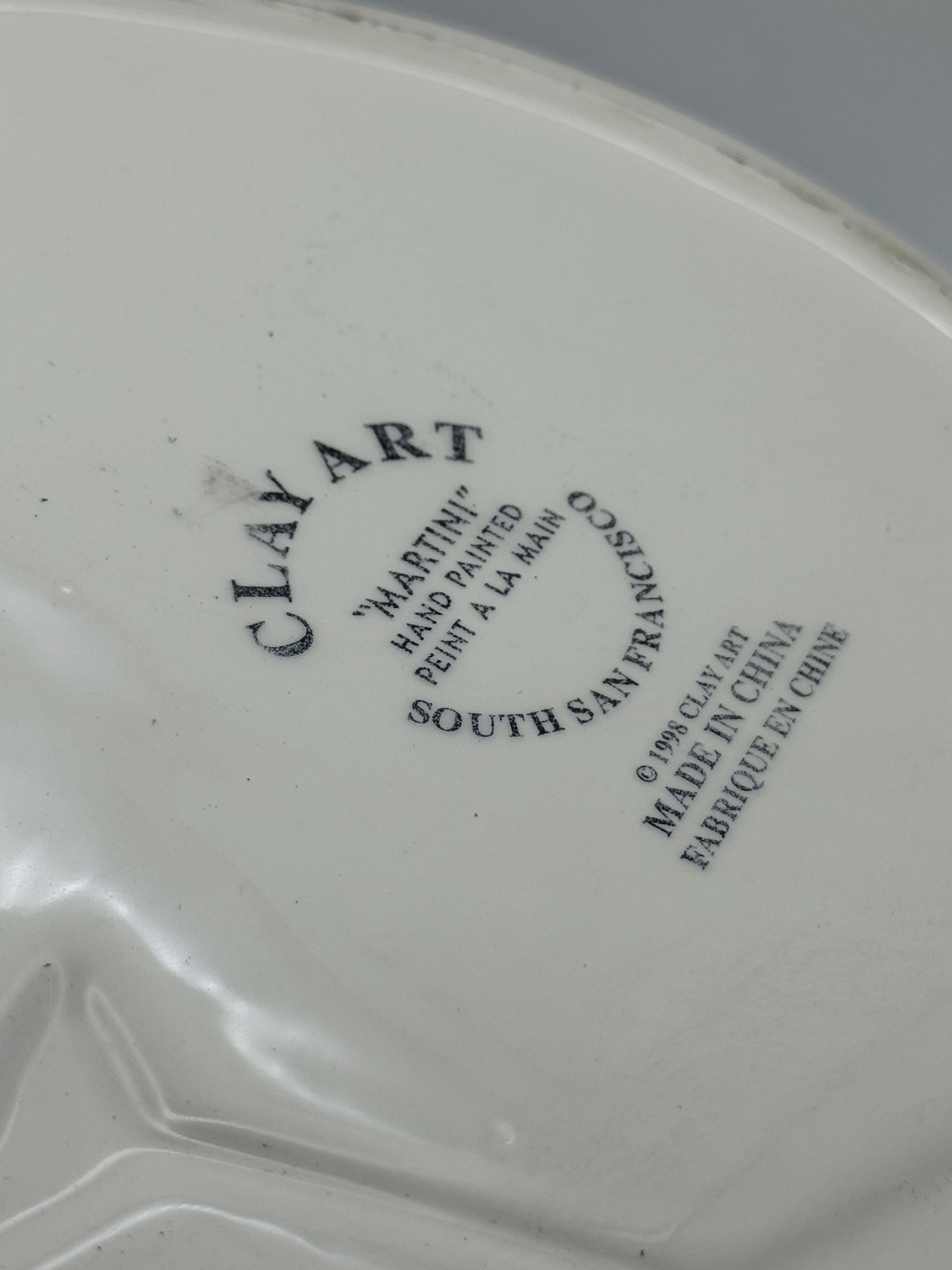 Vintage Martini Party Serving Set – Hand-Painted Cocktail Tray + 4 Martini Glass Plat