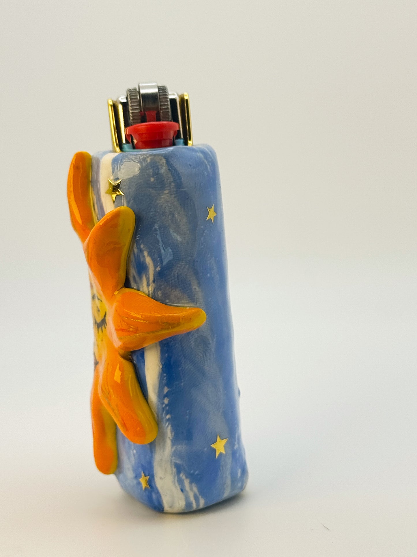 Miss Sunny Girl Lighter Case w/ charm | Fits Standard Bic | Handmade Polymer Clay Art