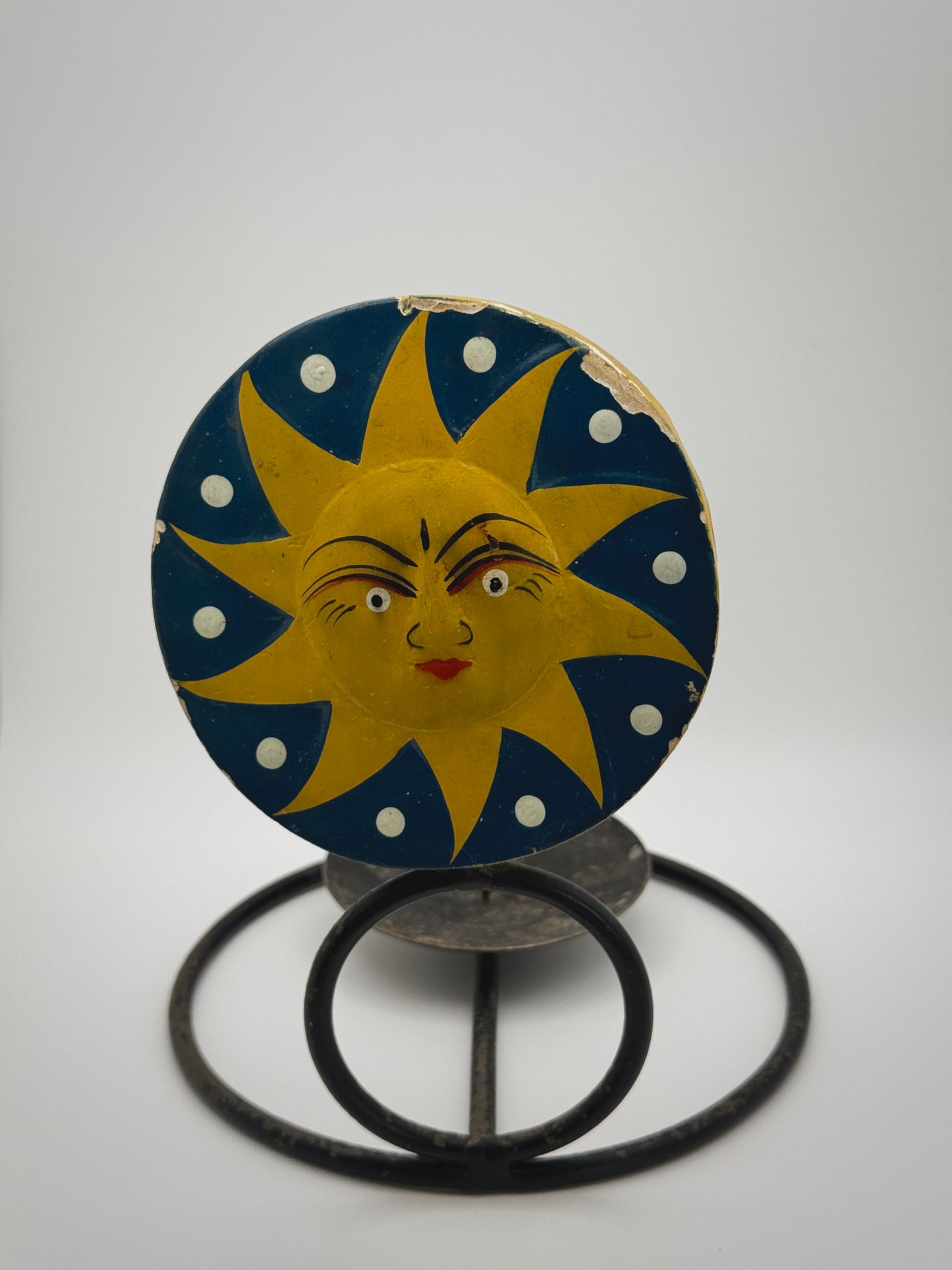 Vintage Spinning Celestial Candle Holder – Small Sun & Moon Swivel