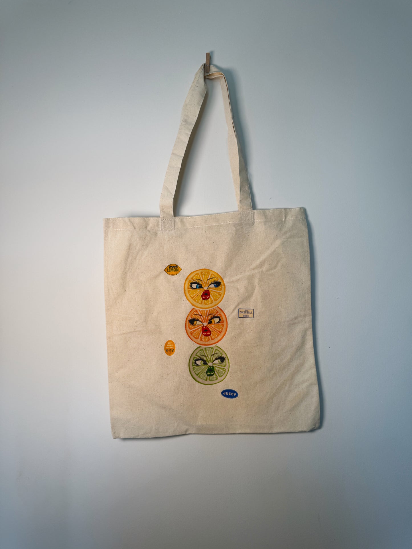Citrus Sisters Hand-Pressed Tote Bag | 15x16 Natural Cotton