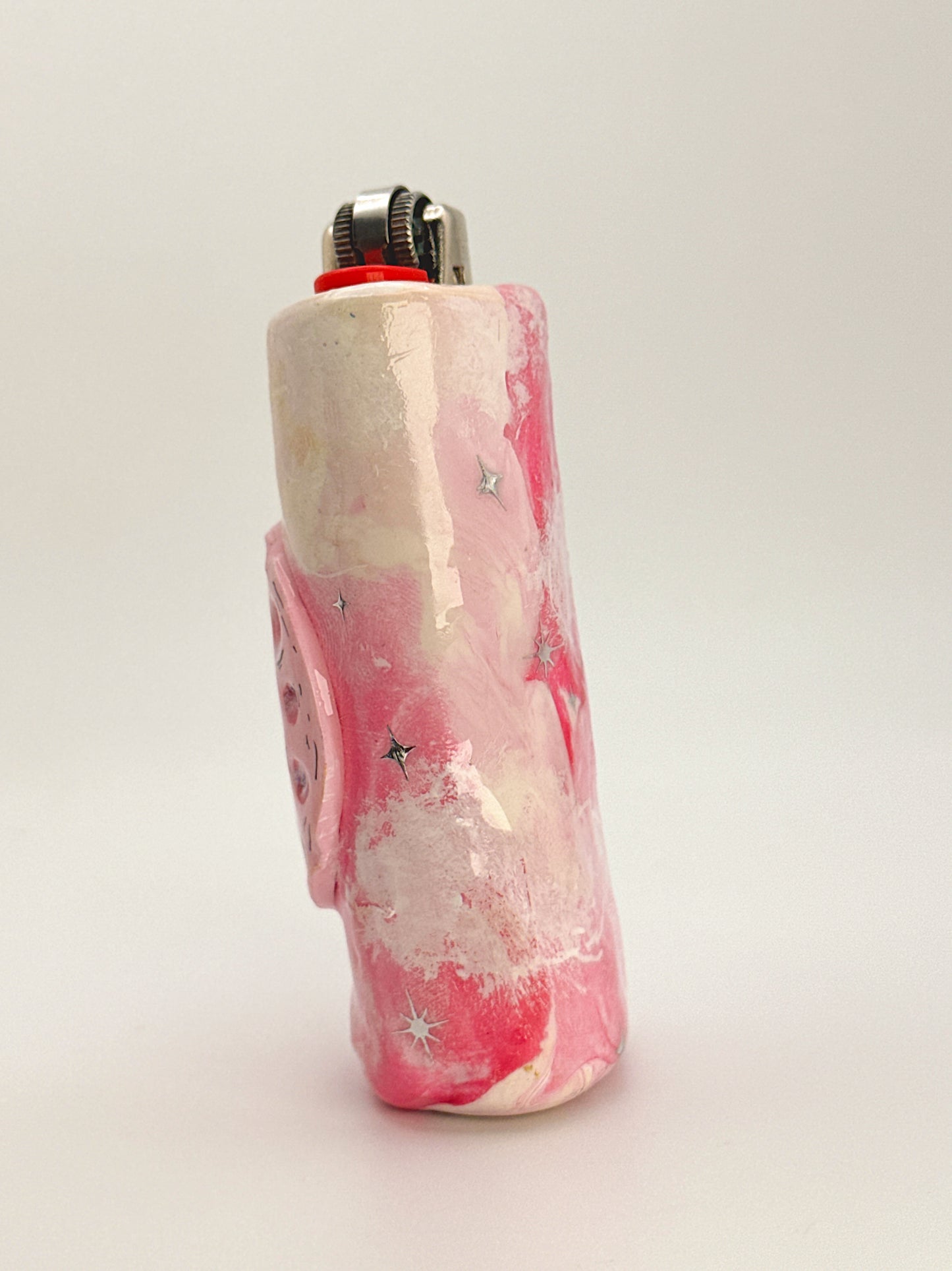 Smoking Moon Lighter Case – Handcrafted Moon Face Art Lighter Cover