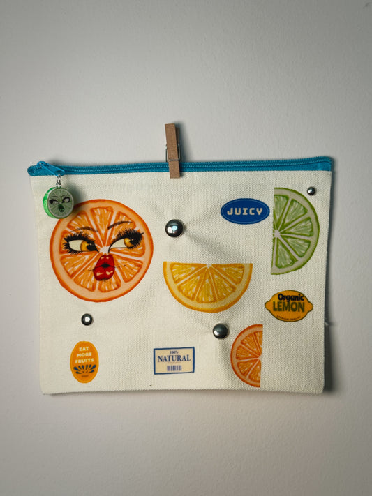 Citrus Sisters Hand-Pressed Bag | 8 x 6 Natural Cotton | Luxe