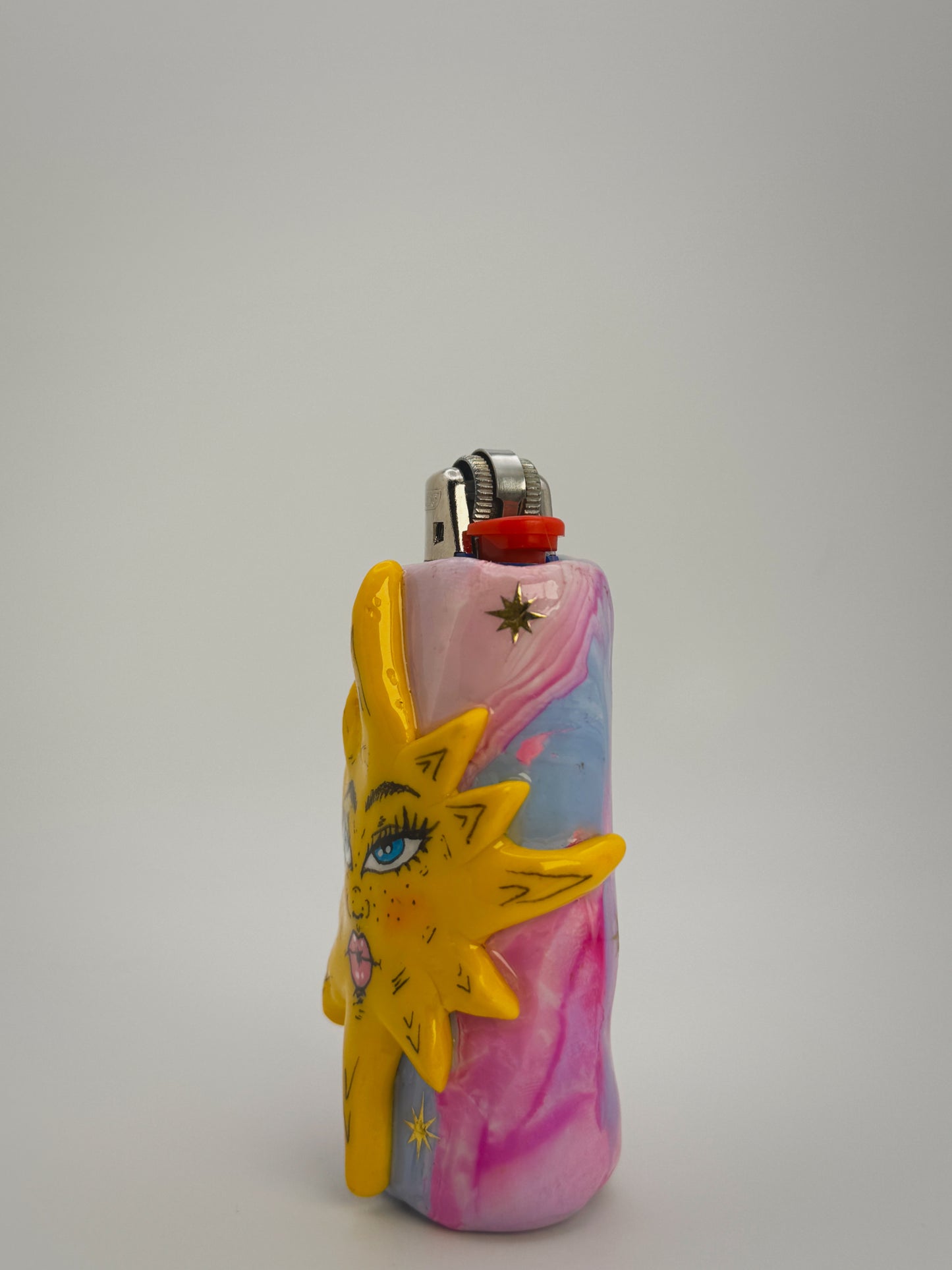 Whimsy Sunny Girl Lighter Case| Fits Standard Bic | Handmade Polymer Clay Art