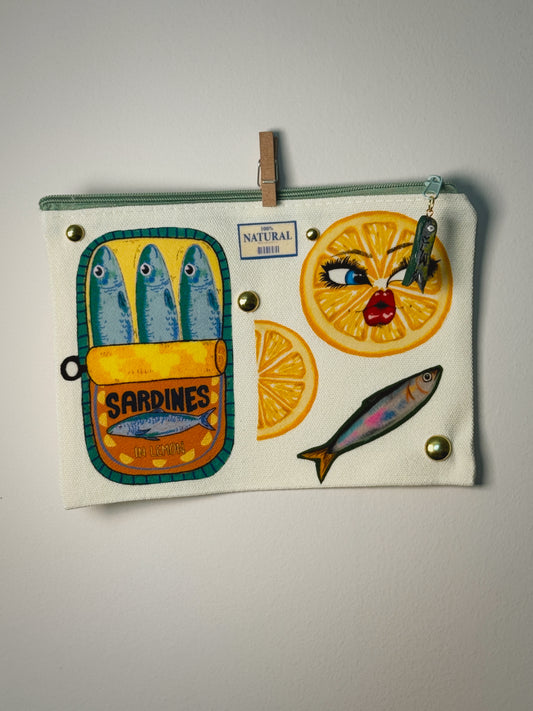 Sardine with Lemon Hand-Pressed Bag | 8 x 6 Natural Cotton | Luxe