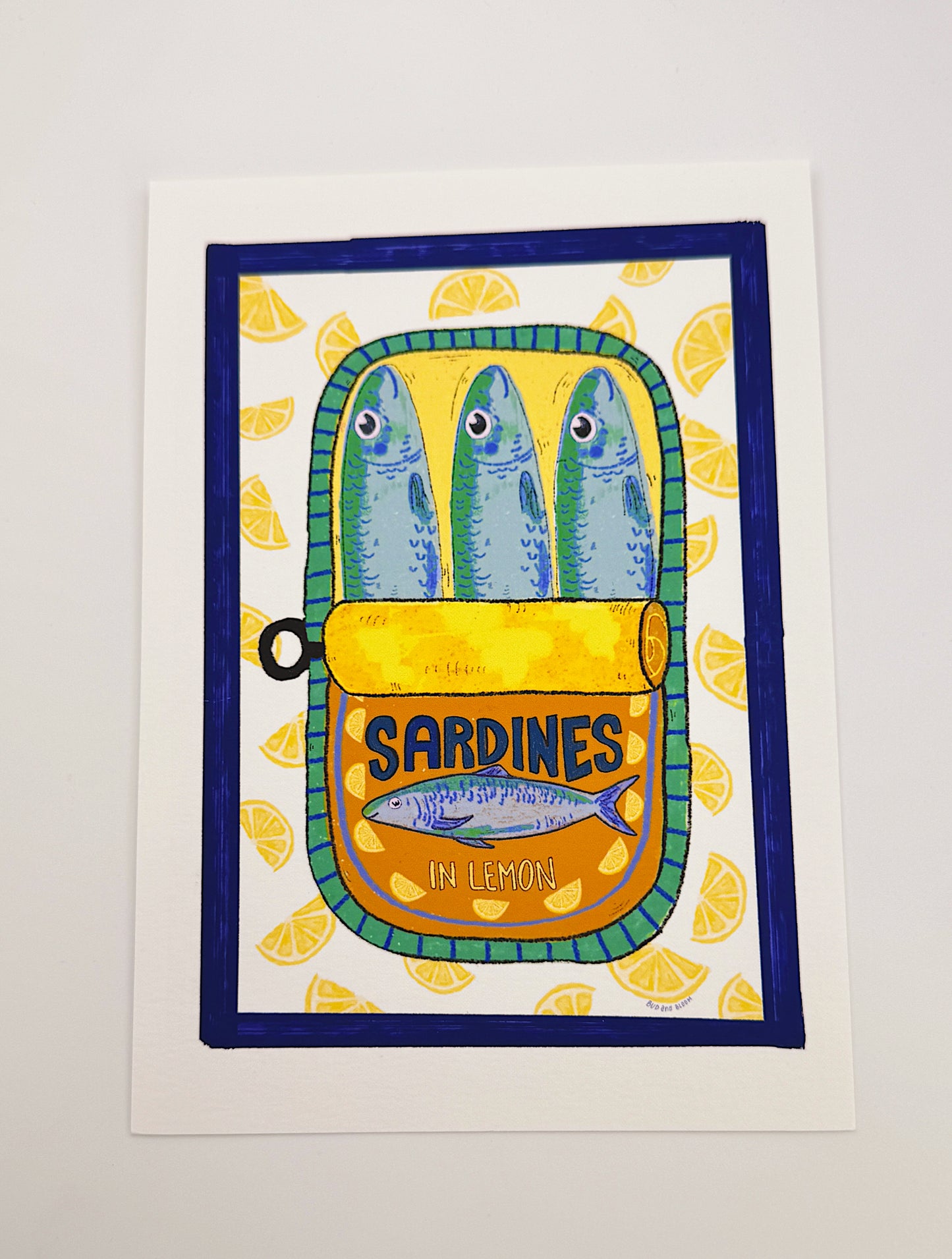 Sardines in Lemon 5x7 Art Print – Whimsical Kitchen & Bar Wall Decor (Unframed)