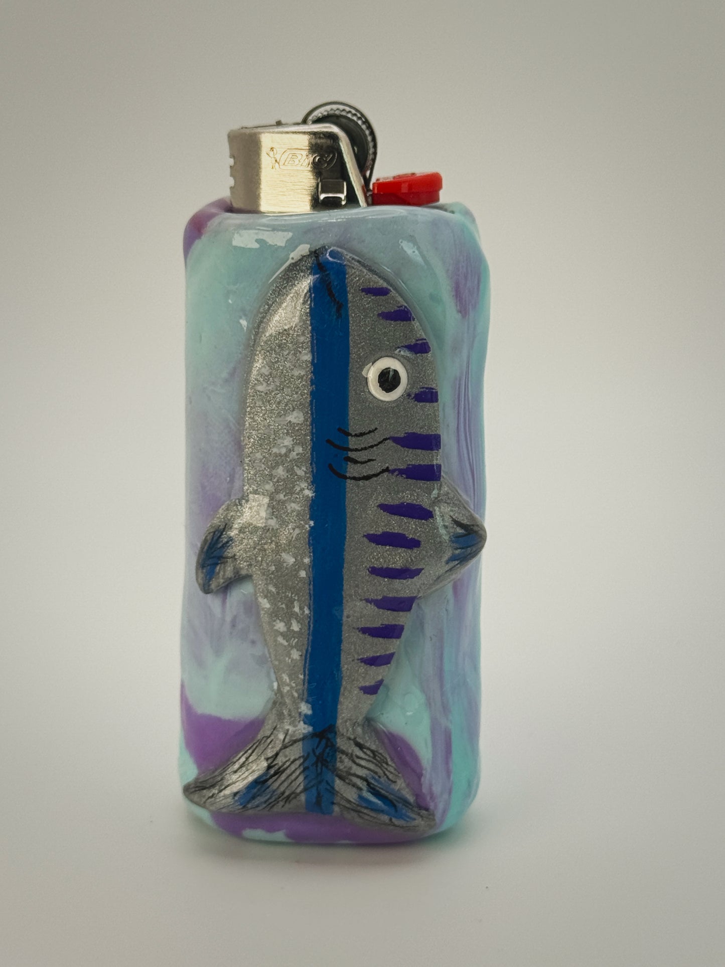Sardine Fish Lighter Case| Fits Standard Bic | Handmade Polymer Clay Art
