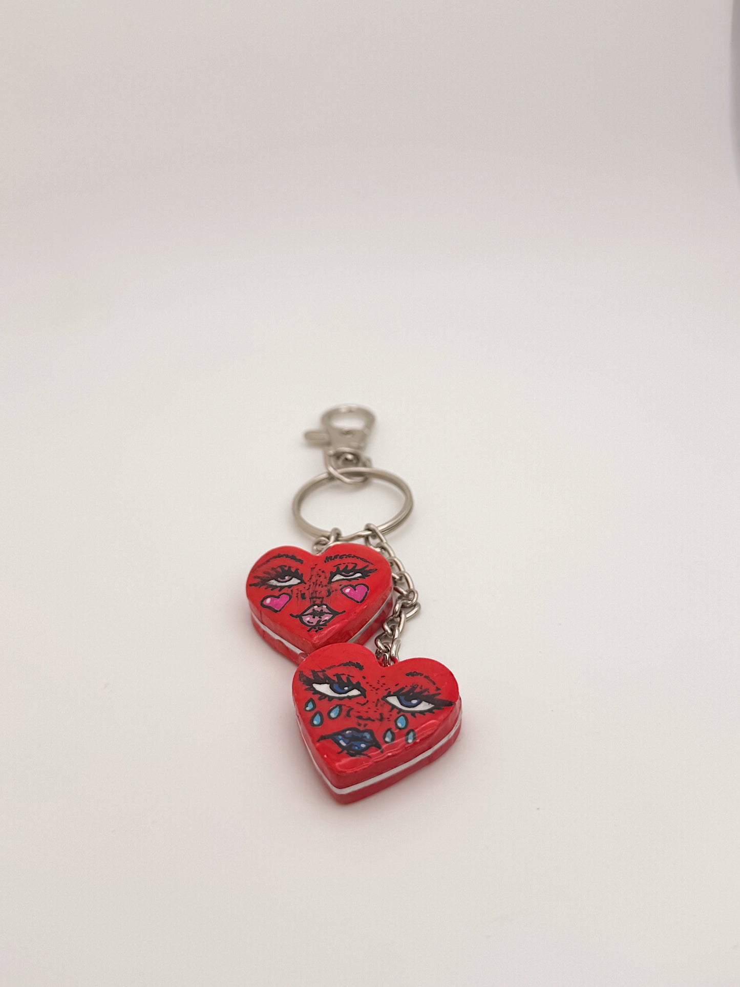 Love Sick Heart Duo Keychain — Handmade Polymer Clay Charm