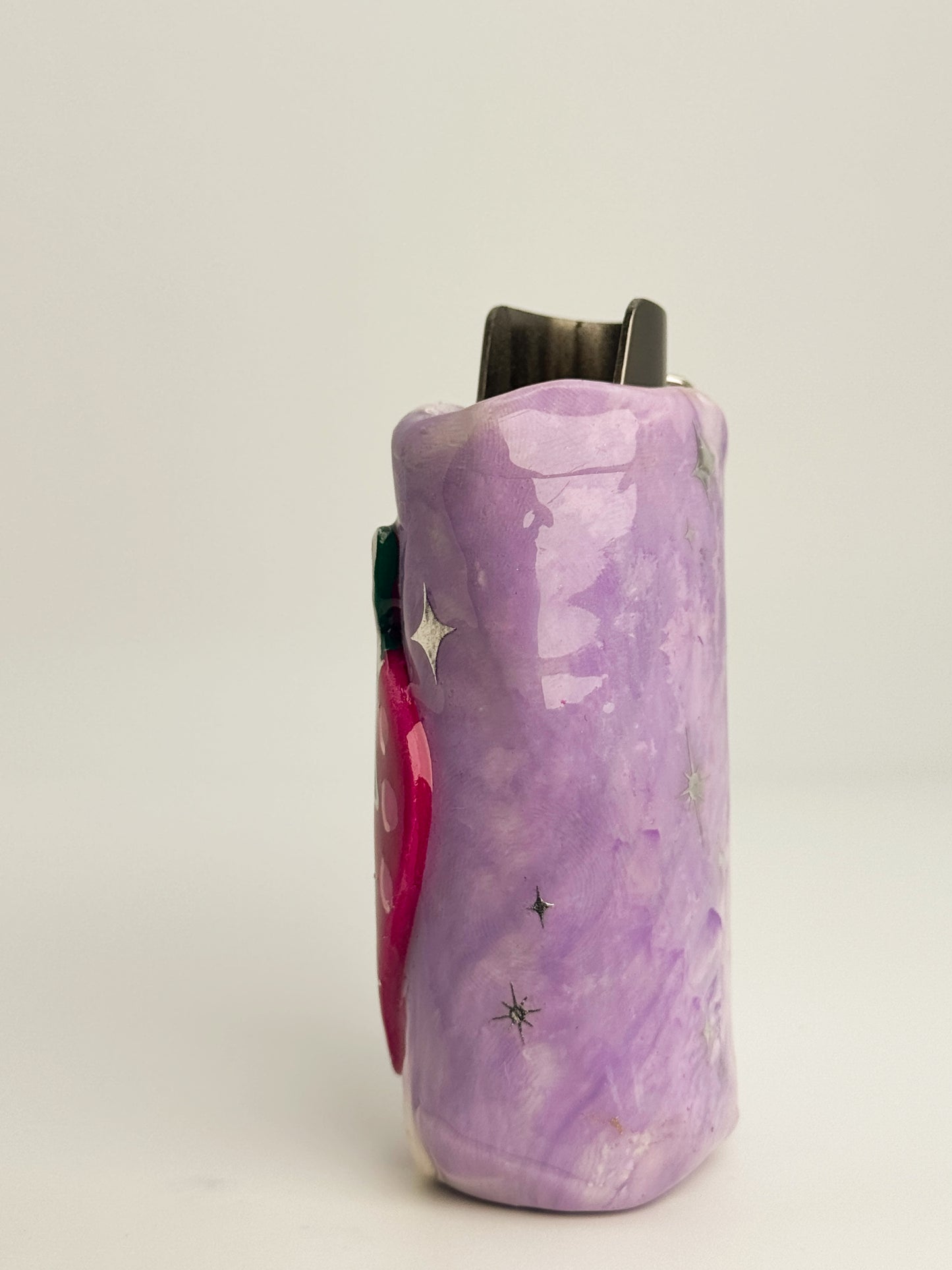 Smoking Berry Lighter Case w/ Charm | Fits Standard Bic | Handmade Polymer Clay Art