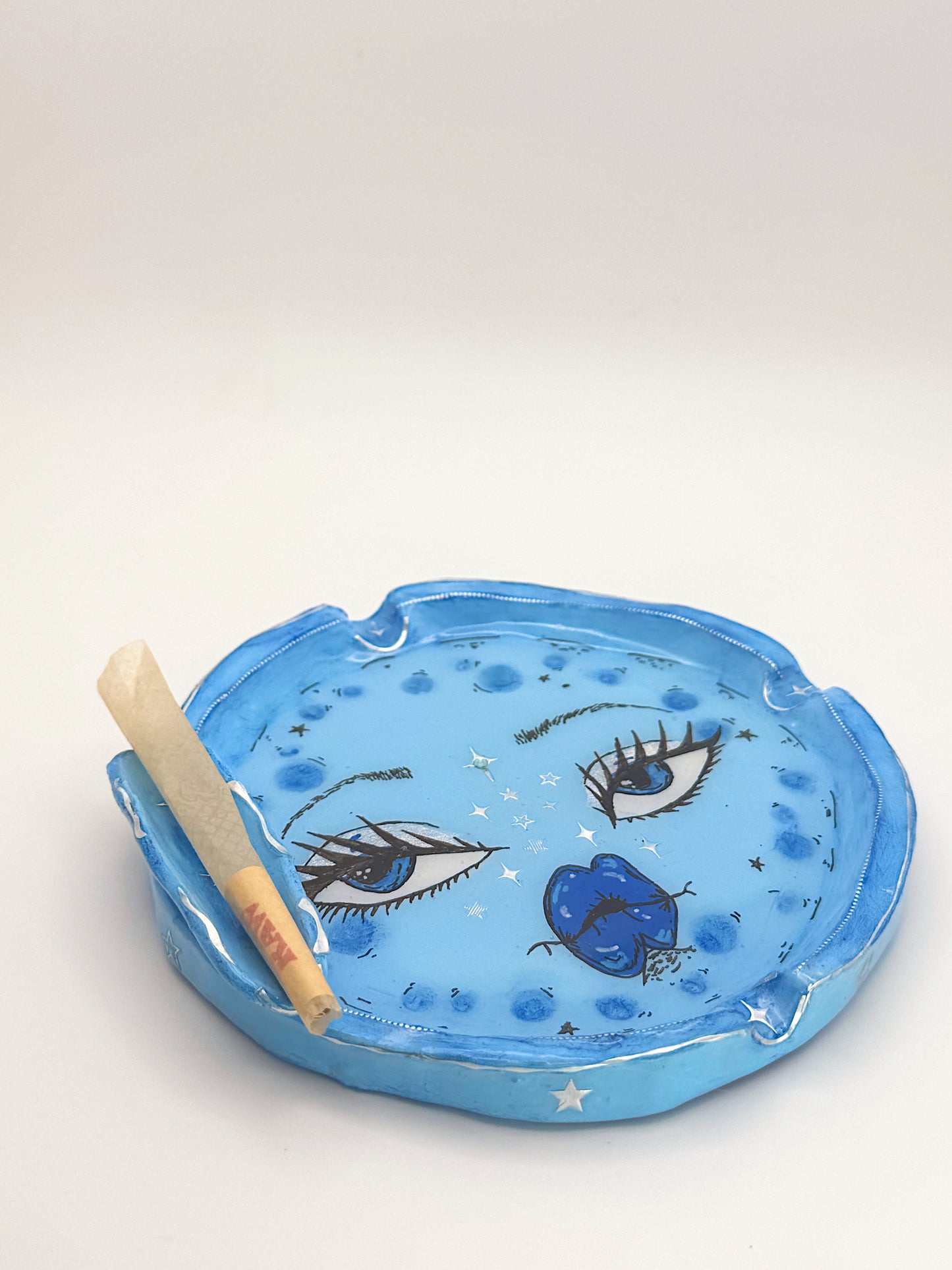 Blue Moon Babe Ashtray • One-of-a-Kind Hand-Painted Celestial Ashtray (5”)