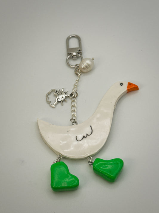 Silly Goose Charm | Handmade Polymer Clay Key Chain