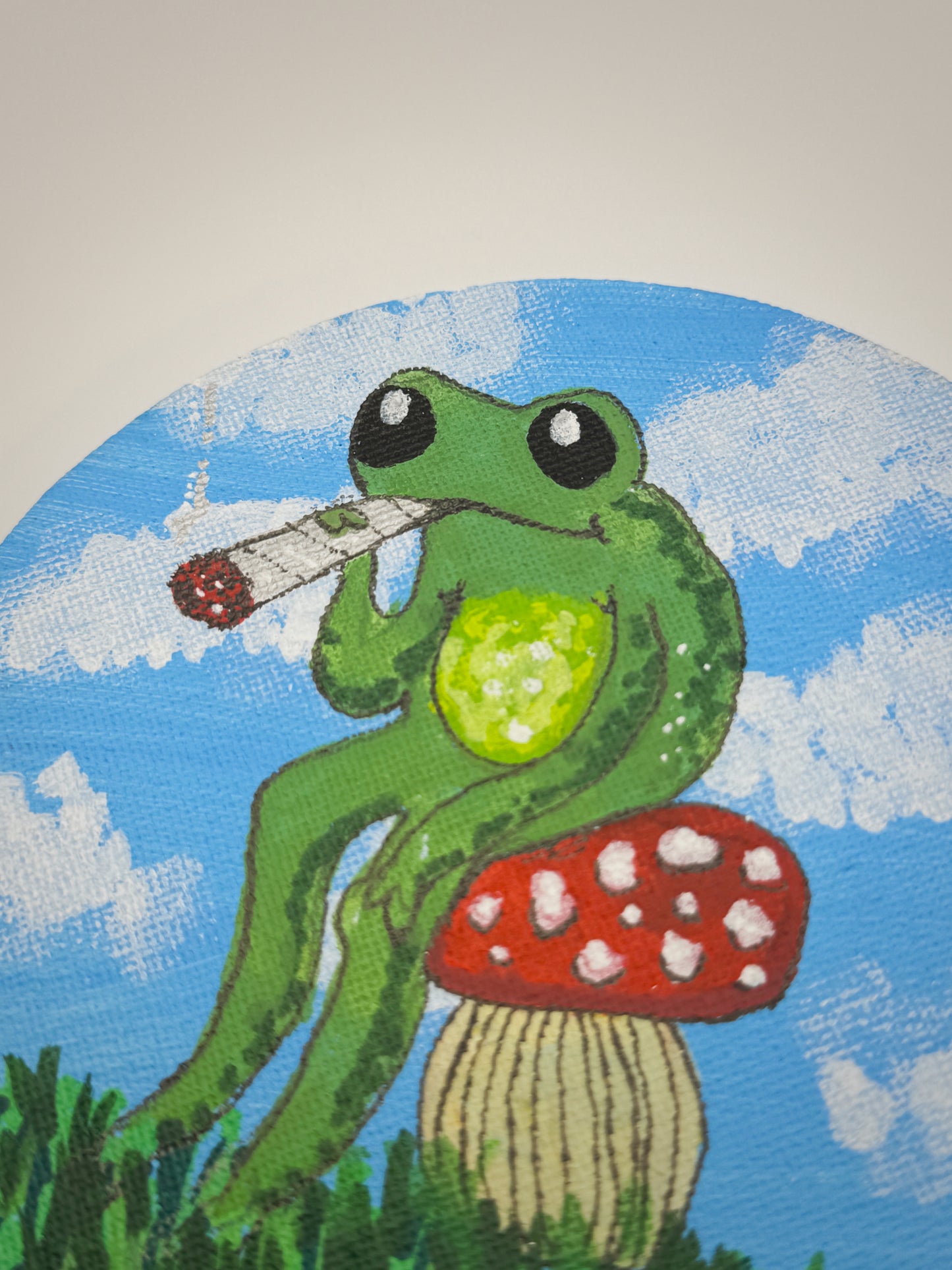Rip It – Original Acrylic Painting on Round Canvas (5”)