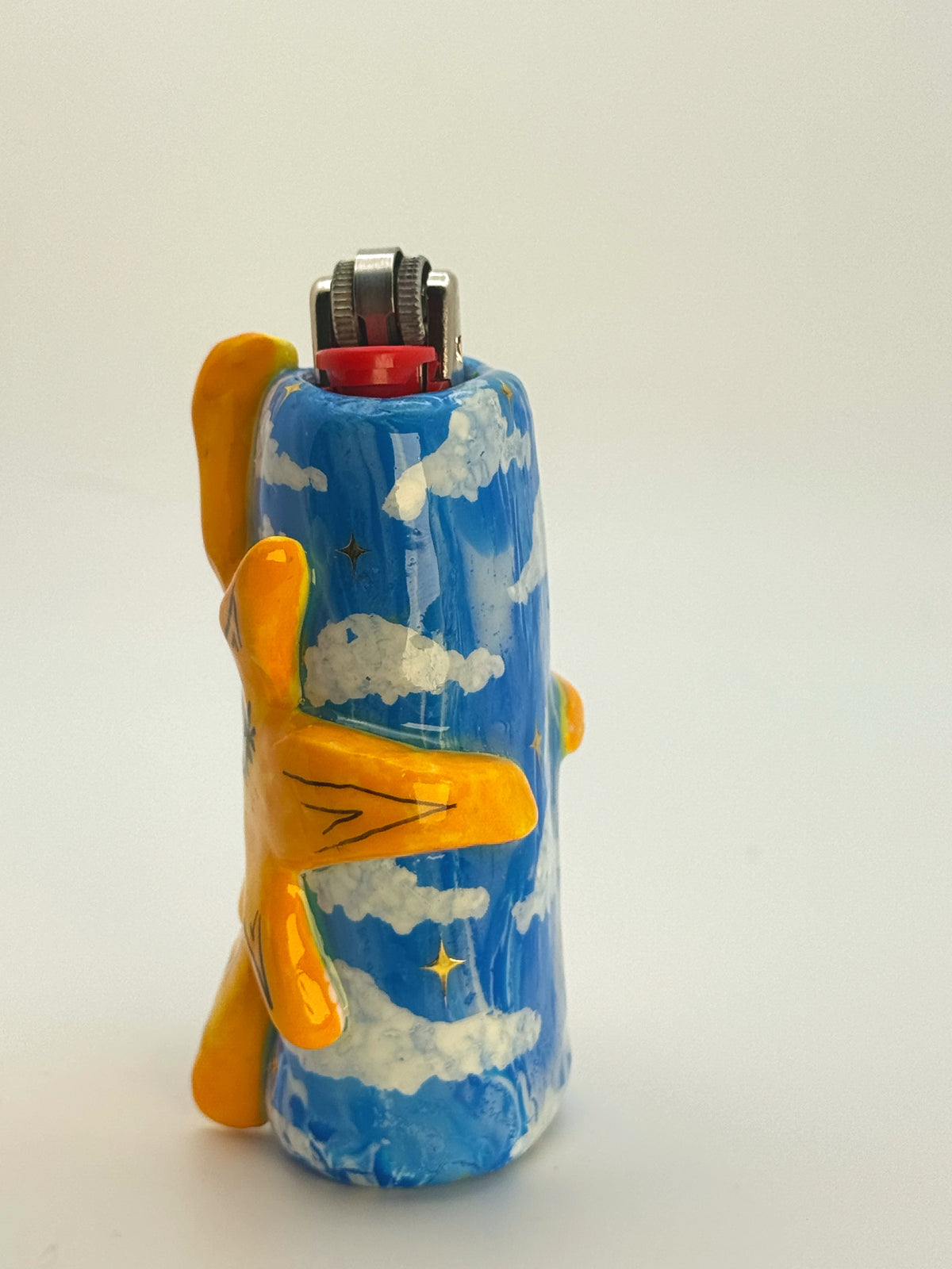 Sassy Sun Case with charm| Fits Standard Bic | Handmade Polymer Clay Art
