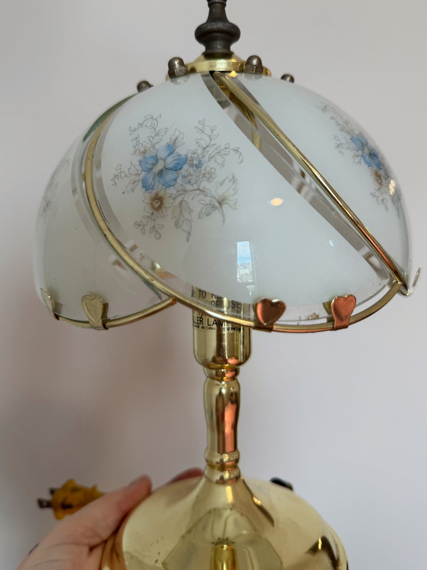 Vintage Floral Touch Lamp – 3-Way Brass Table Lamp