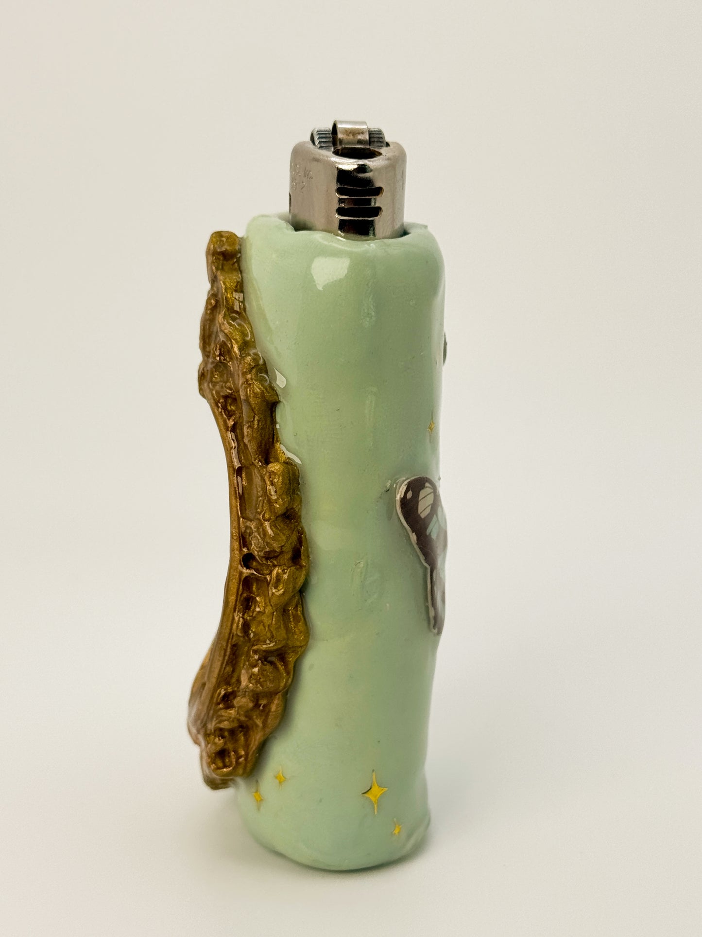 Butterfly Garden Polymer Clay Lighter Case – Vintage Portrait Style