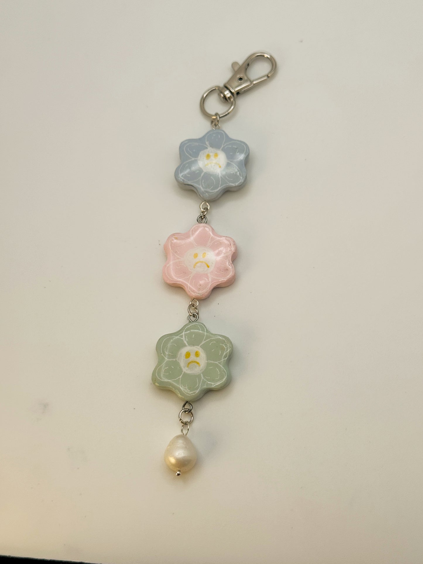 Mood Swing Flowers Keychain – Handmade Polymer Clay Bag Charm