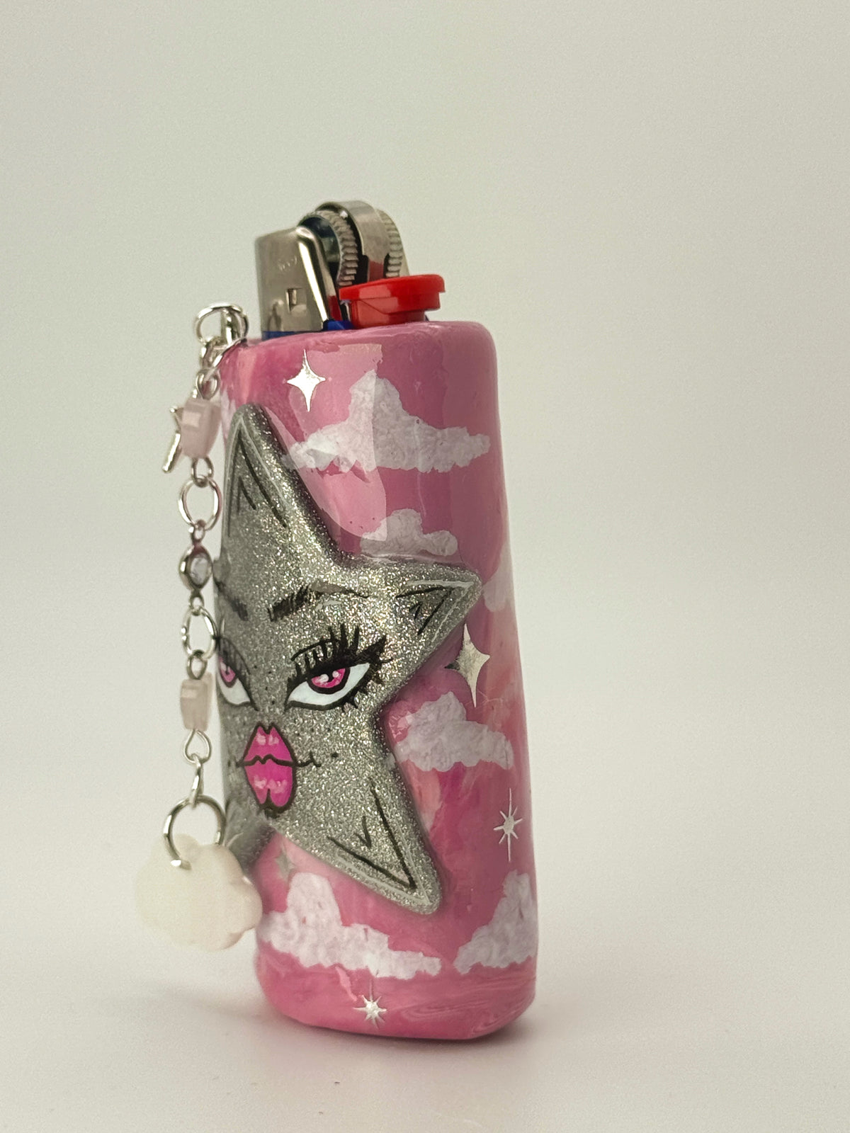 Sweet Dreams Star Lighter Case with charm| Fits Standard Bic | Handmade Polymer Clay Art