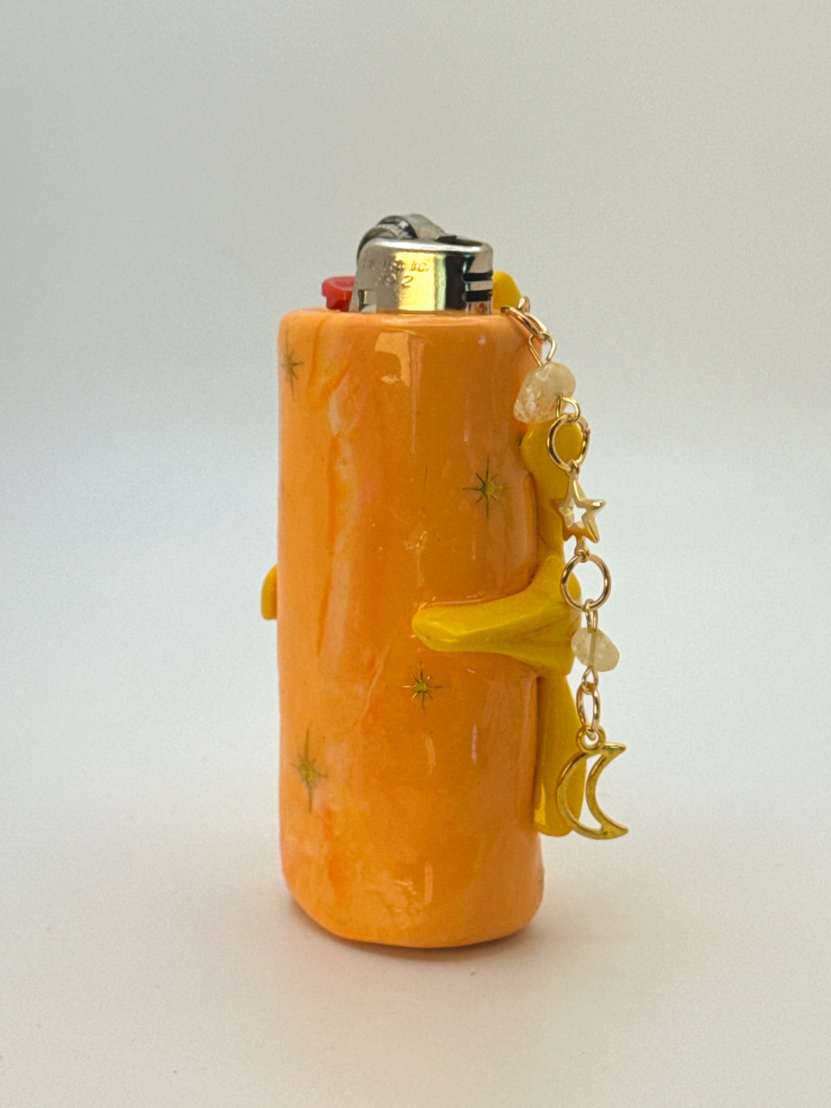Celestial Sun Case with charm| Fits Standard Bic | Handmade Polymer Clay Art