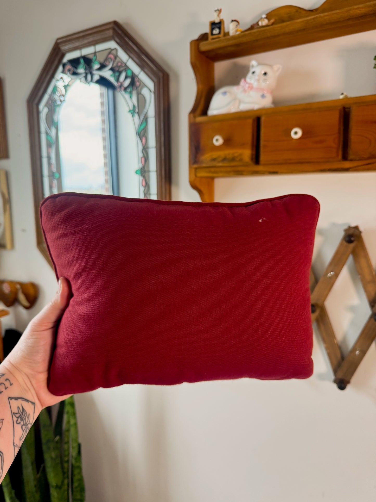 Vintage “You Are Hot Stuff” Needlepoint Pillow | Retro Accent Cushion