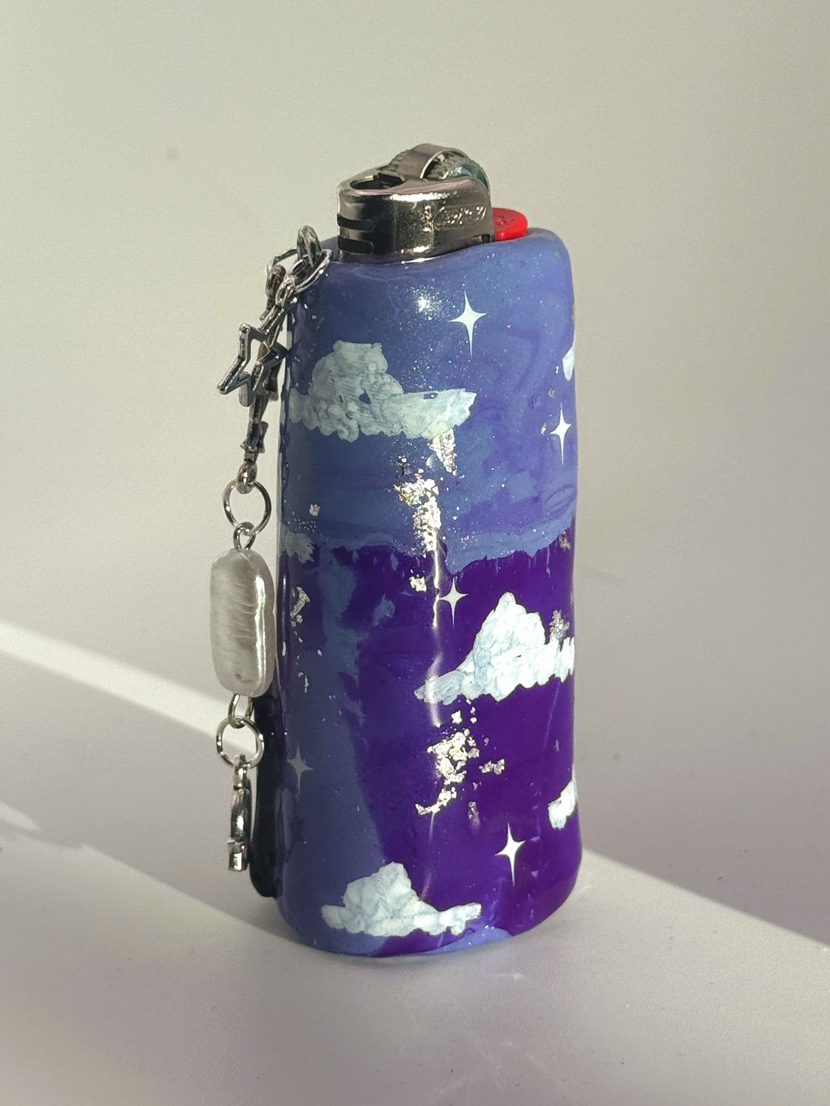 Black Cat Case with charm| Fits Standard Bic | Handmade Polymer Clay Art
