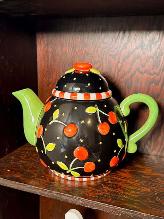 Mary Engelbreit Teapot | Cherry Pattern Friendship Garden