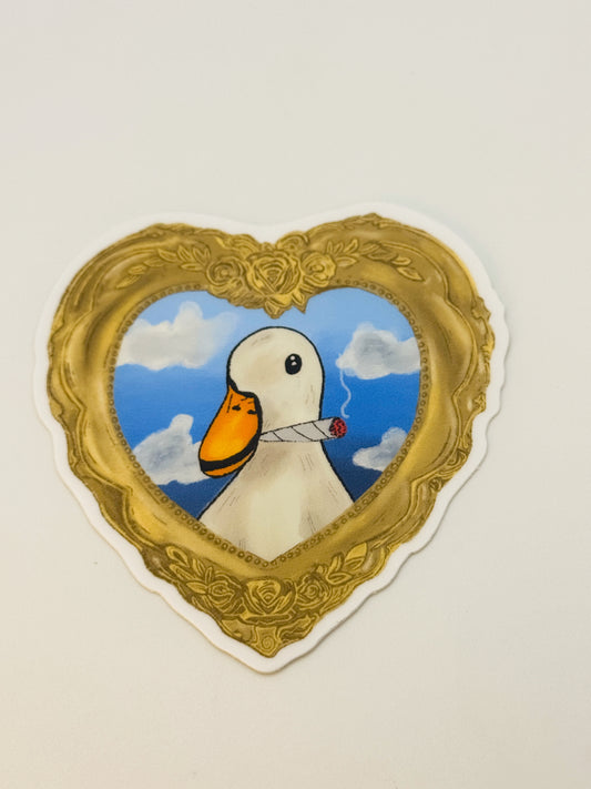 Vintage Frame Smoking Duck Sticker | Duck Vinyl Sticker