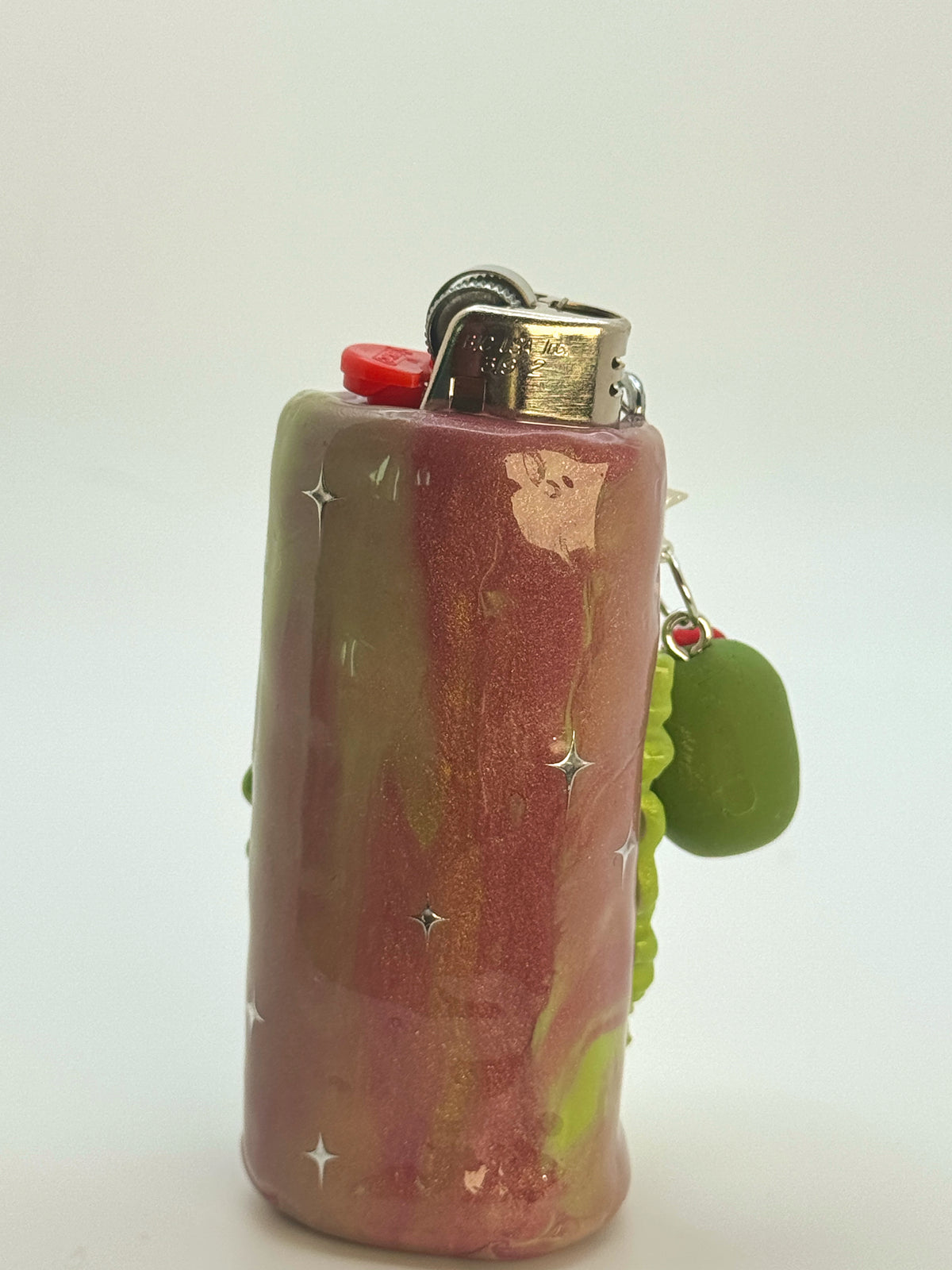 Vintage Frame Martini Kitty Case with charm| Fits Standard Bic | Handmade Polymer Clay Art