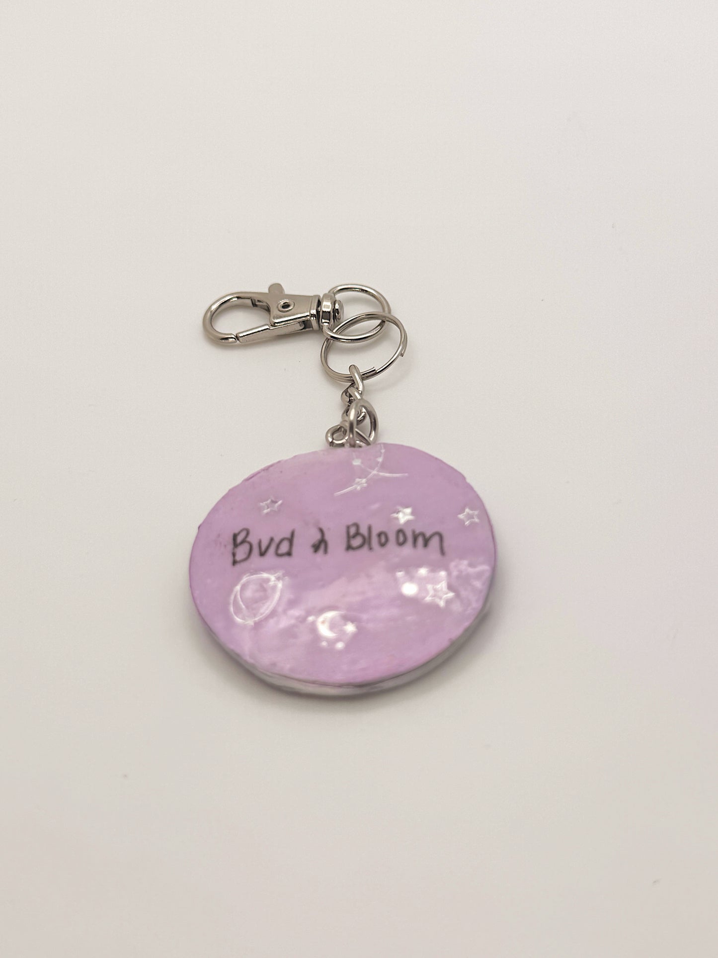 Purple Moon Keychain – Hand-Painted Polymer Clay Charm