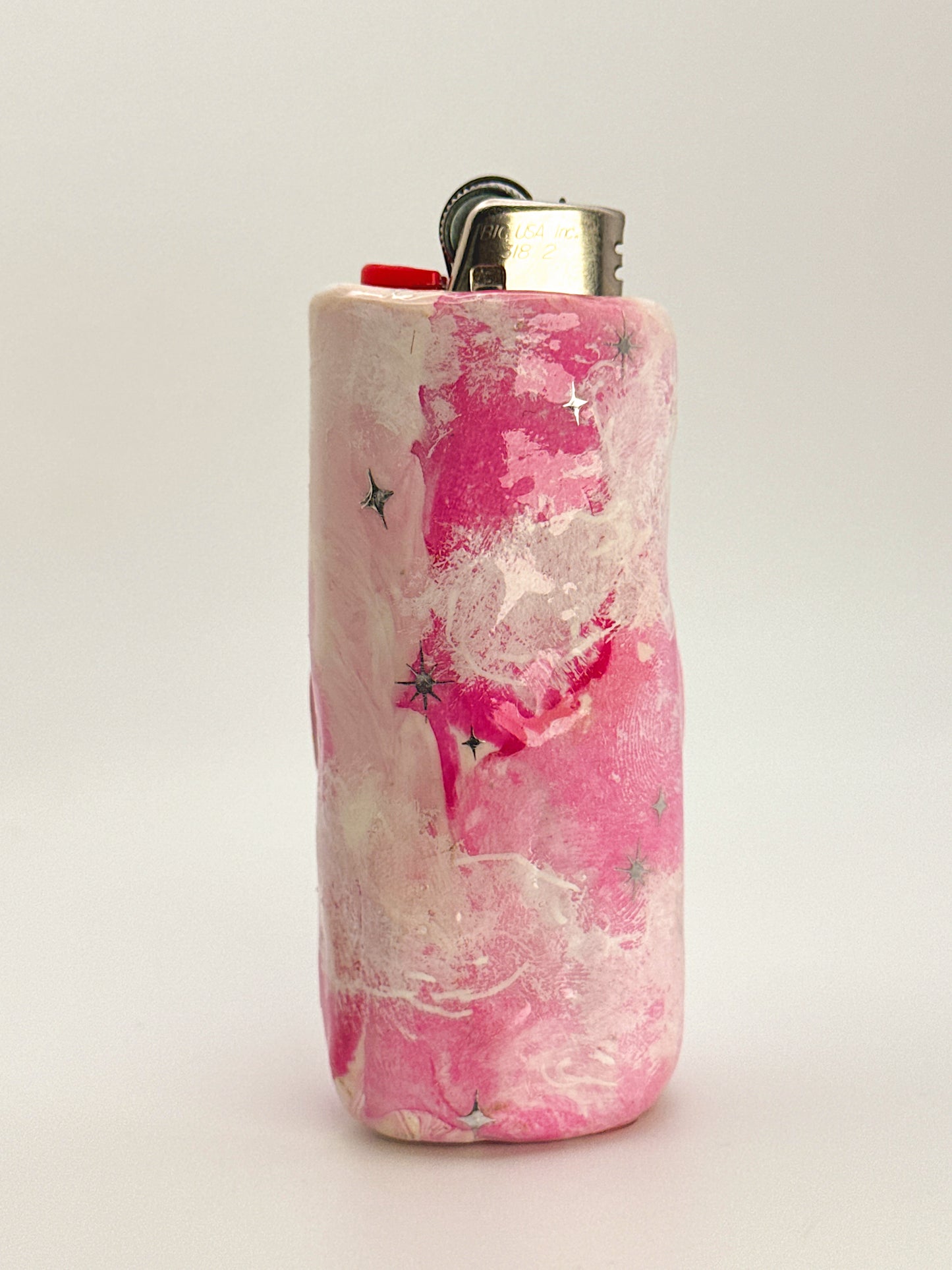 Smoking Moon Lighter Case – Handcrafted Moon Face Art Lighter Cover