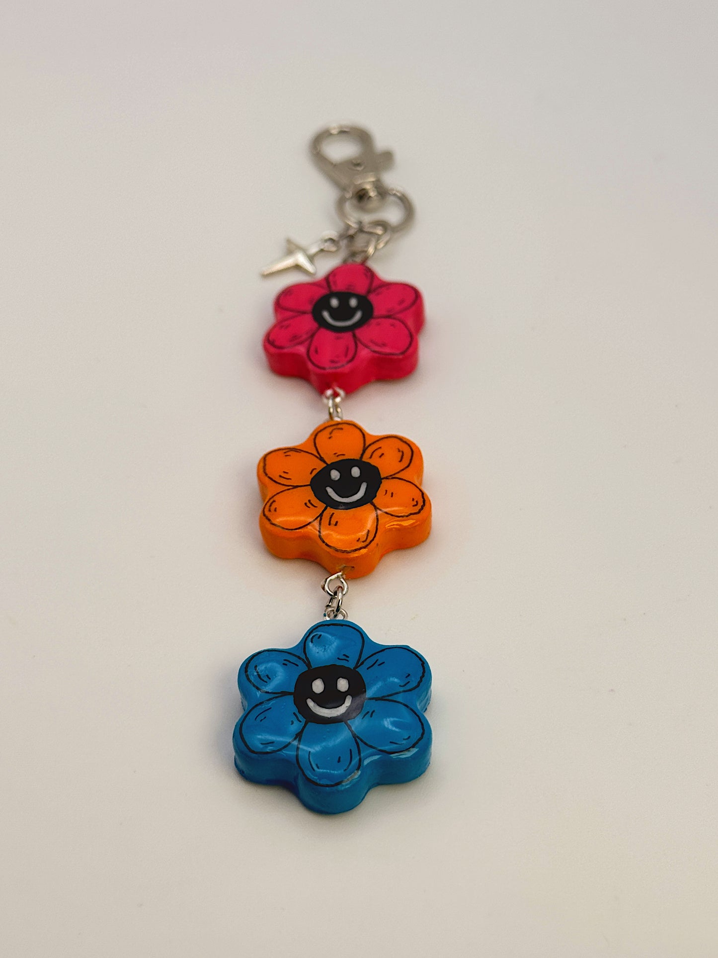 Mood Swing Flower Bag Charm – Handmade Polymer Clay Keychain