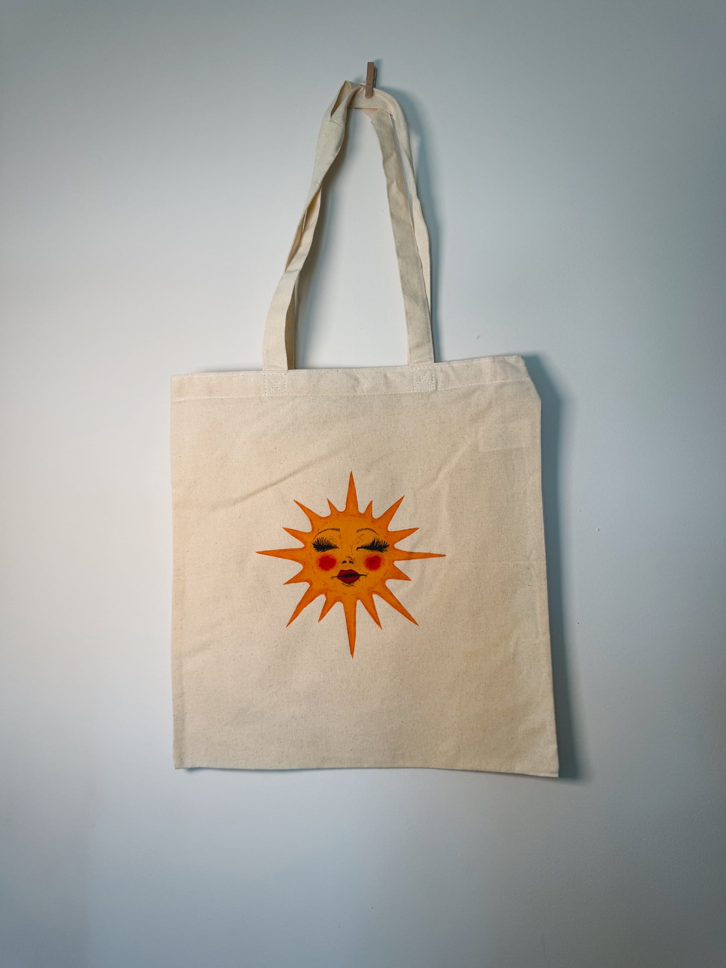 Celestial Miss Sunny Hand-Pressed Tote Bag | 15x16 Natural Cotton