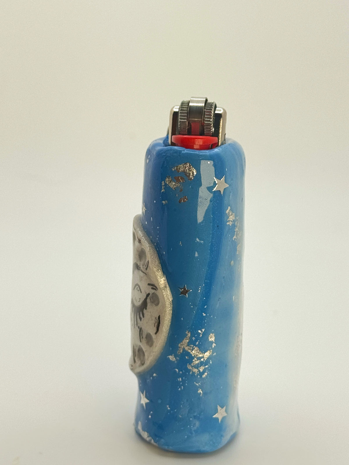 Winking Moon Case with charm| Fits Standard Bic | Handmade Polymer Clay Art
