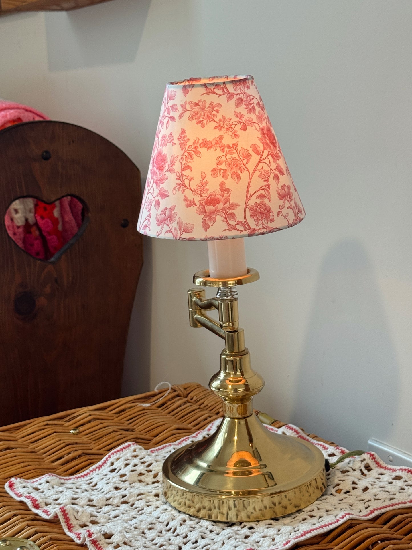 Vintage Brass Candlestick Lamp with Adjustable Swing Arm