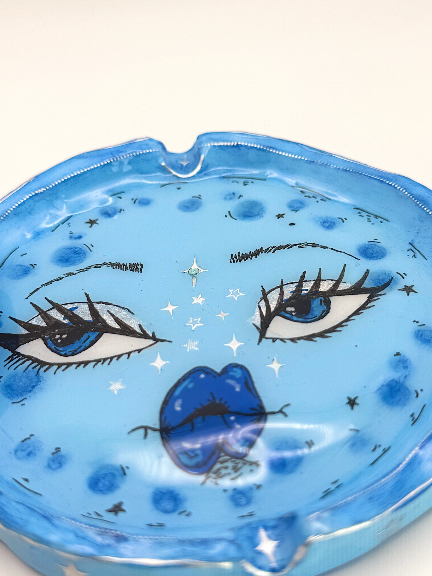 Blue Moon Babe Ashtray • One-of-a-Kind Hand-Painted Celestial Ashtray (5”)