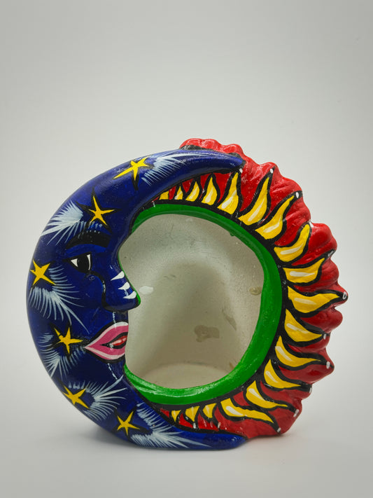Vintage Celestial Sun and Moon Picture Frame – 90s Boho Mexican Folk Art
