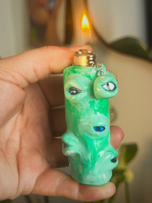 Eyeball Lighter Case with charm| Fits Standard Bic | Handmade Polymer Clay Art